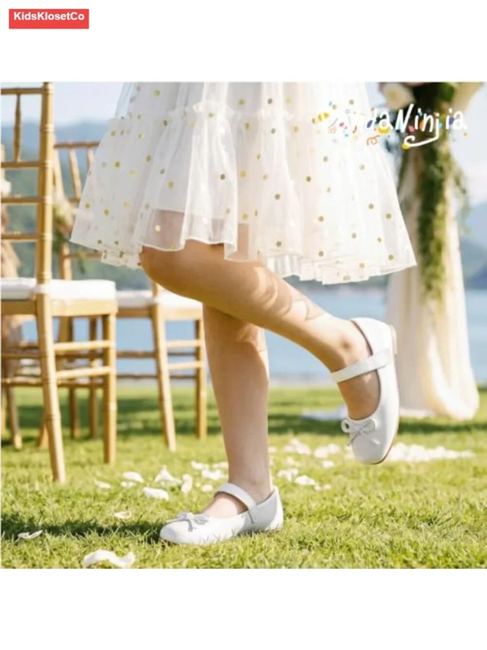Mary Jane Ballet Flats with Square Toe, Hook and Loop Closure, Non-Slip Sole